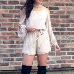 Long Sleeves Cold Shoulder Romper Playsuit